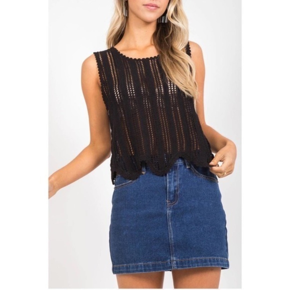 Loveriche Crochet Black Tank Top size‎ S/M
